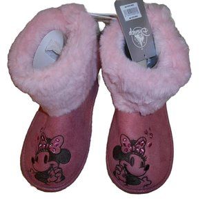 MINNIE MOUSE BOOT SLIPPERS FAUX SUEDE WOMEN'S SIZE LARGE 9/10 NWT DISNEY STORE